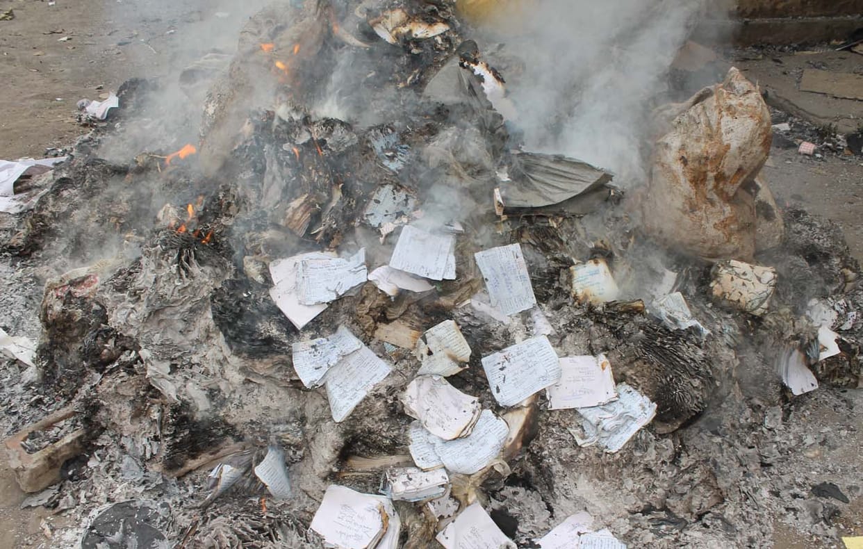 Record of corruption burnt in the name of cleanliness