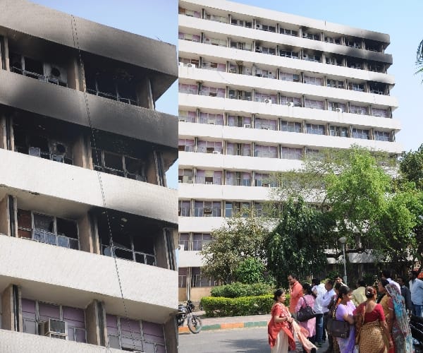 fire in gsi building of lucknow.