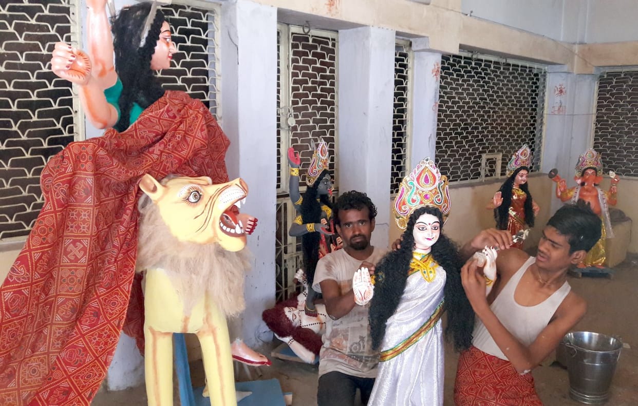 Goddess Temple decorated for Navaratri