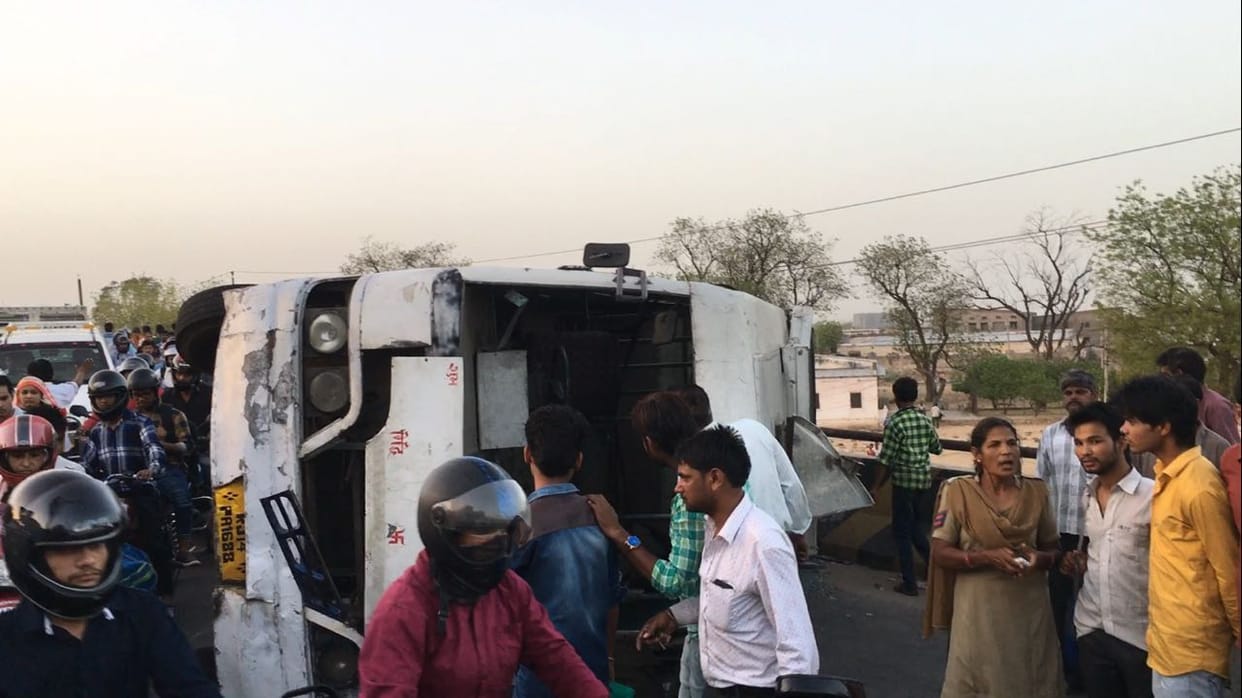 The rush of bus over speed in sanganer