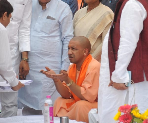 newly elected MLAs take oath in UP assembly.
