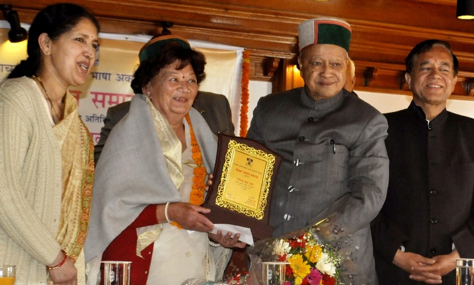 literature Awards to Sudershan Vashist and Ela Pandy at Shimla.