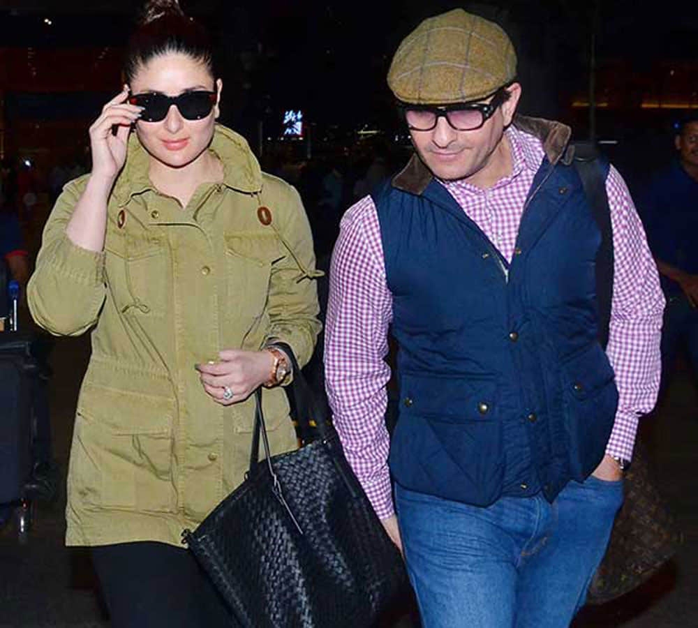 kareena kapoor khan and saif ali khan spoted at airport without taimur