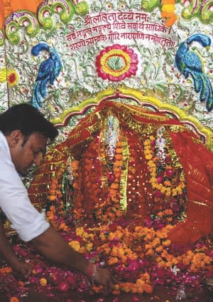 The crowd of devotees in the Goddess's court are immense