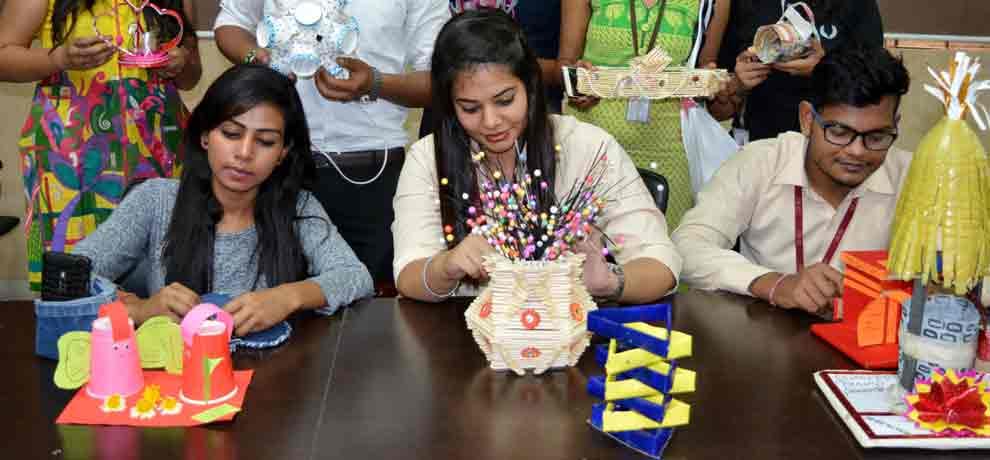students made things from waste material in greater noida