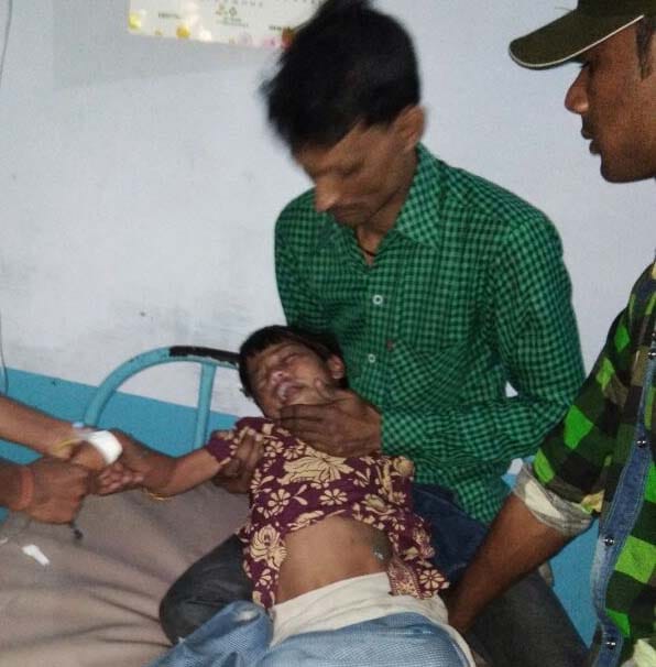 Young man thrown acid on wife and two children
