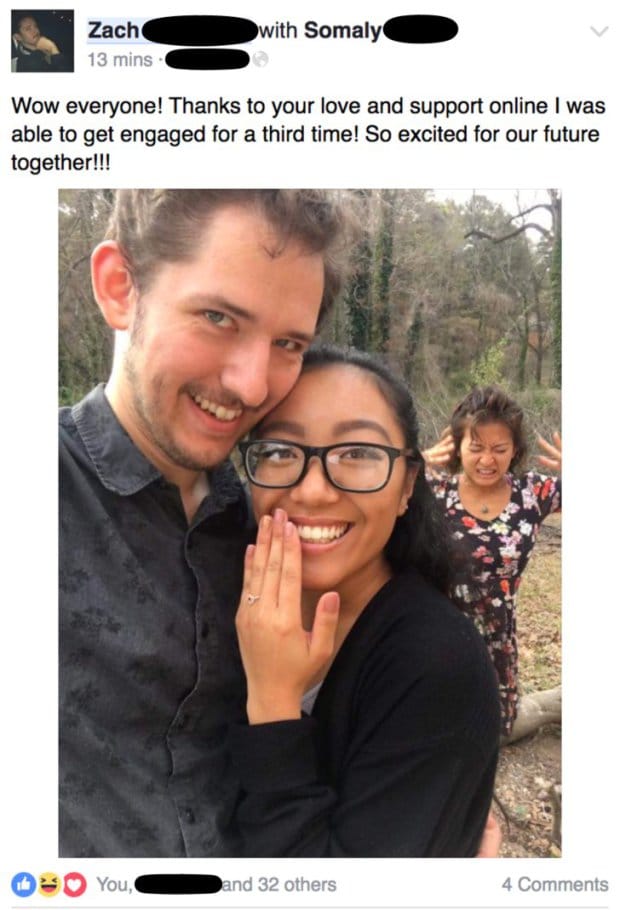 Man shares multiple engagement photos on facebook