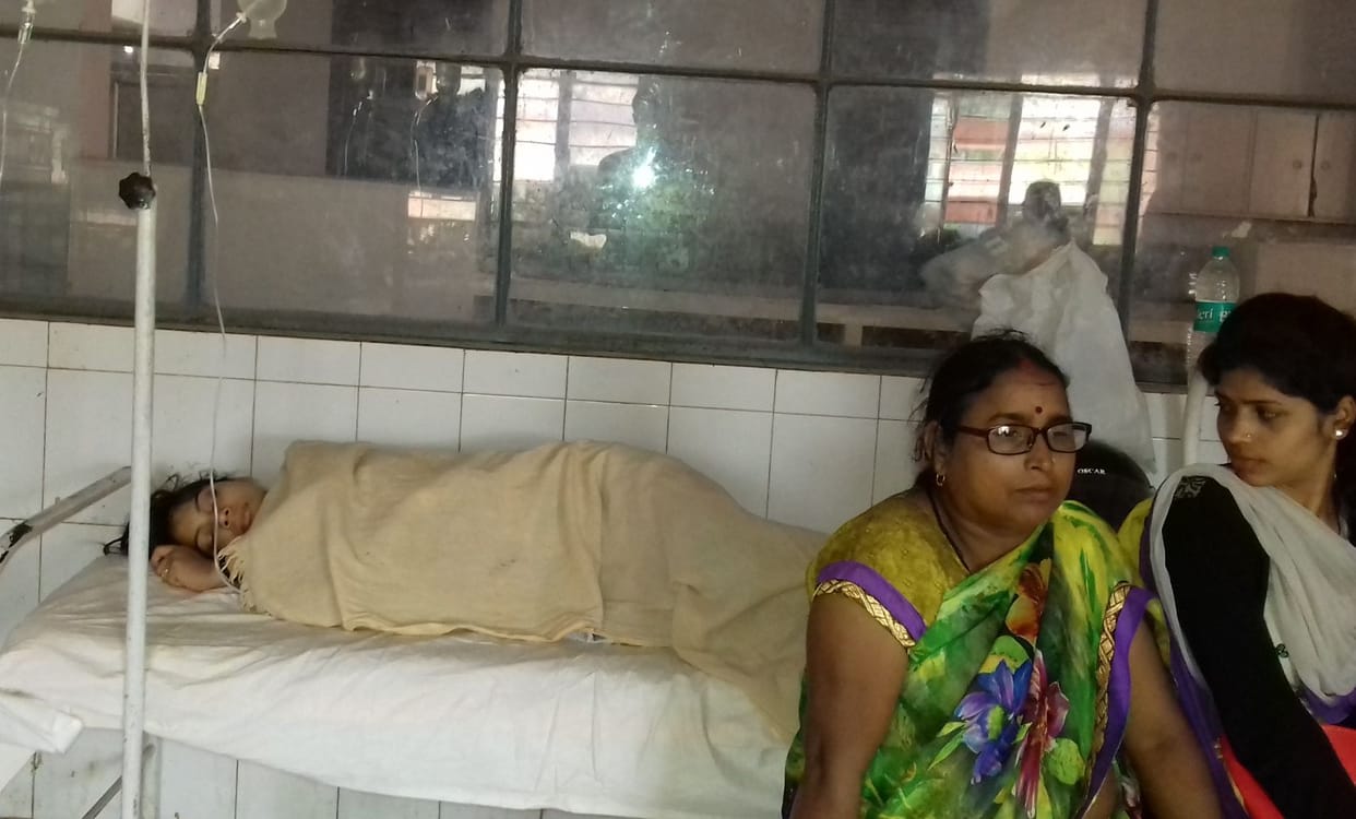 Bed sheet lying in the district hospital