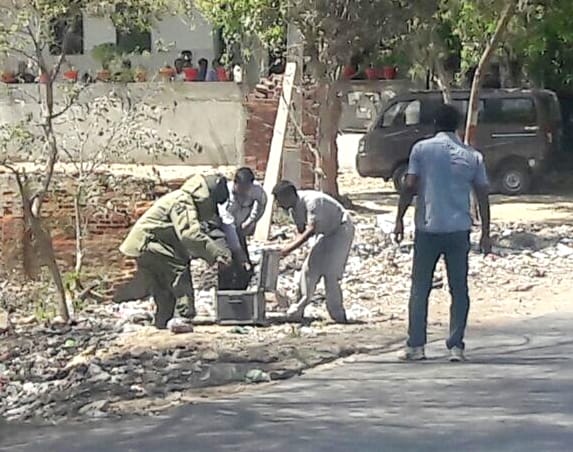hand grenade found near army oil depot 