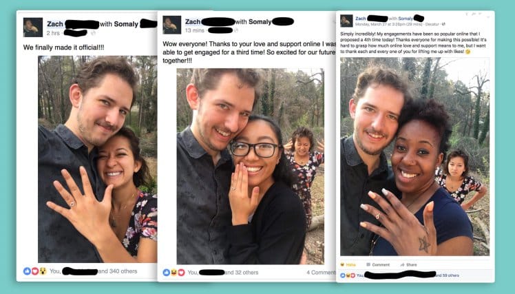 Man shares multiple engagement photos on facebook