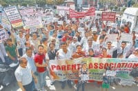 schools, parents, protest, fee increase, panipat