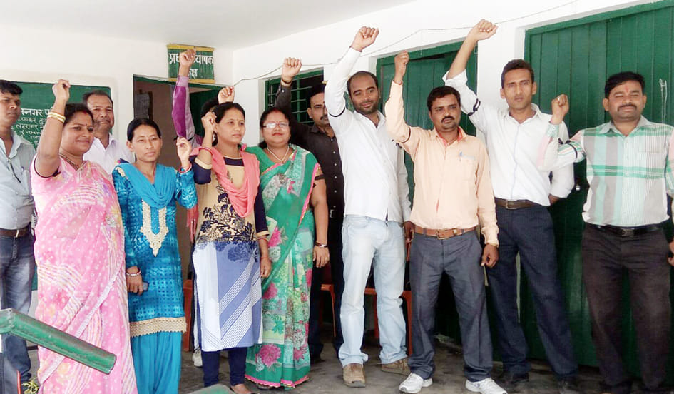 Teachers and employees observed black day