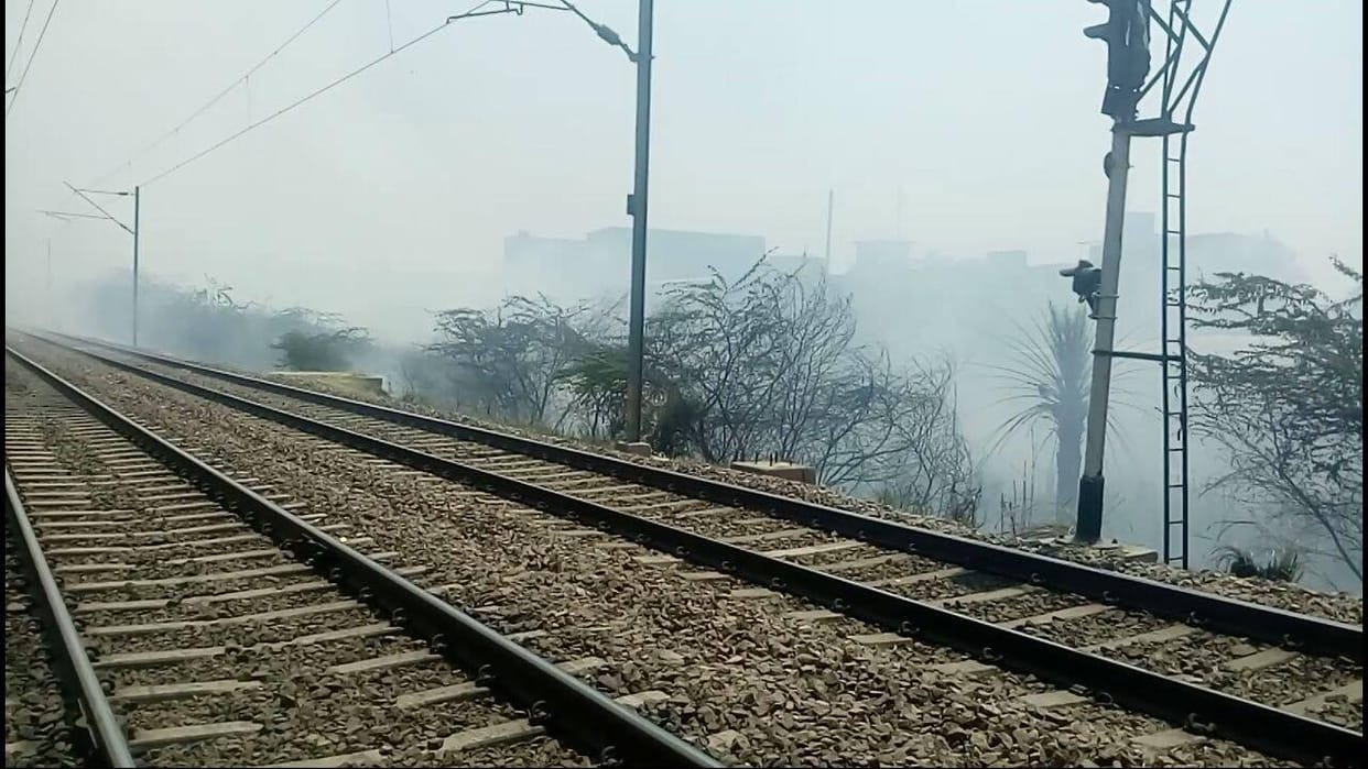 fire near railway track at kanpur 