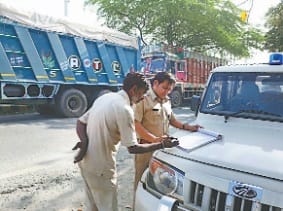 no entry on trucks of sand coming from haryana