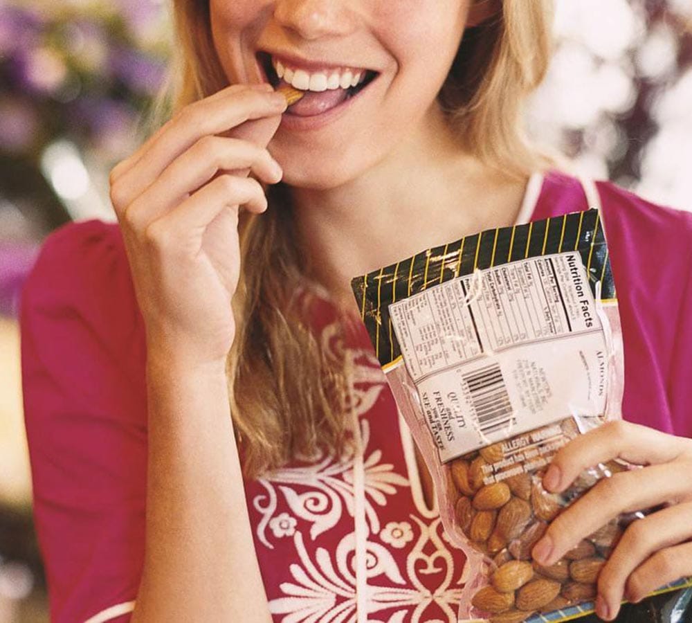 research shows that almonds can help to get rid of slumped 