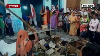 Local women set liquor shop on fire in Jayantipur