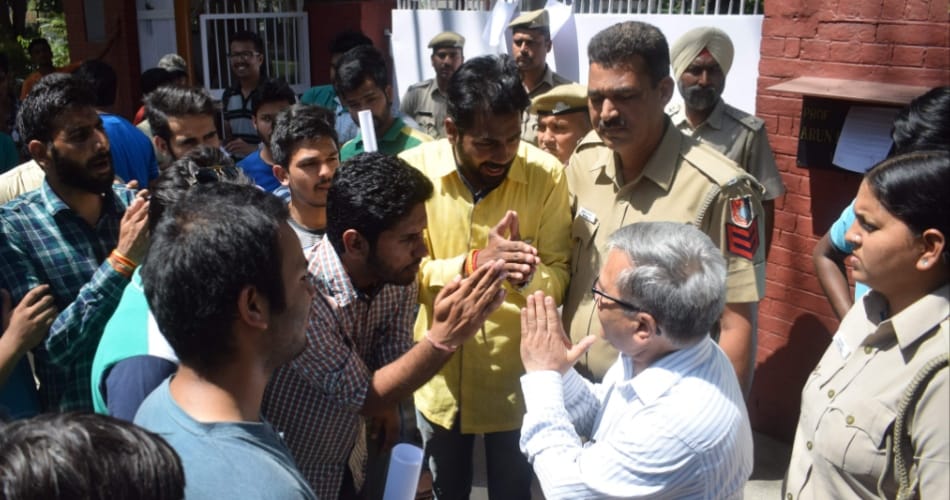 Protest against fee hike in punjab university