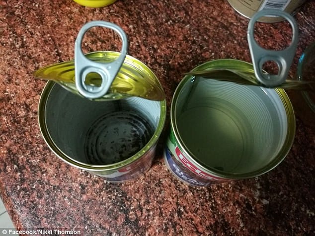 Woman opens a can of beans to find just ONE floating inside.