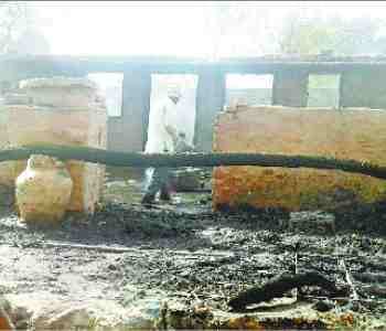 13 houses burnt, two people scorched