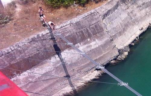 Two exotic foreigners from Ramjula, in the Ganga,