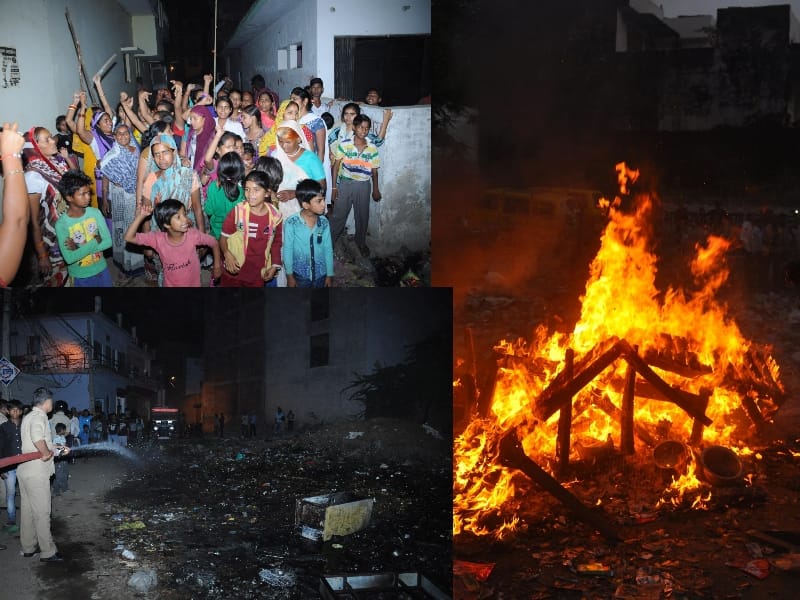 A liquor shop set fired in Lucknow.