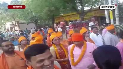 A shobhayatra organized by vishwa hindu mahasangh in varanasi