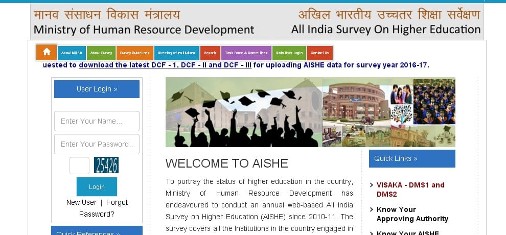 Apply for All India Survey on Higher Education (AISHE) survey