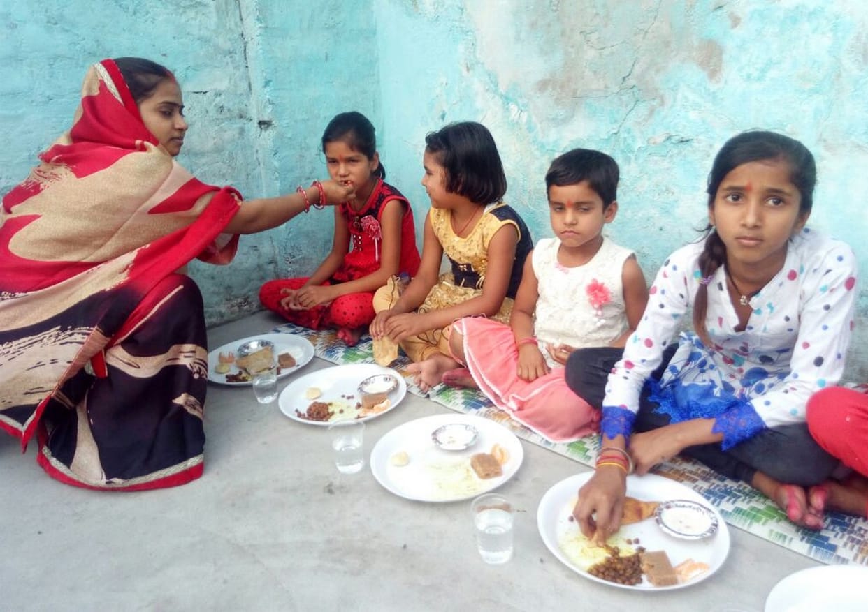 Mahagauri worshiped in temples and houses