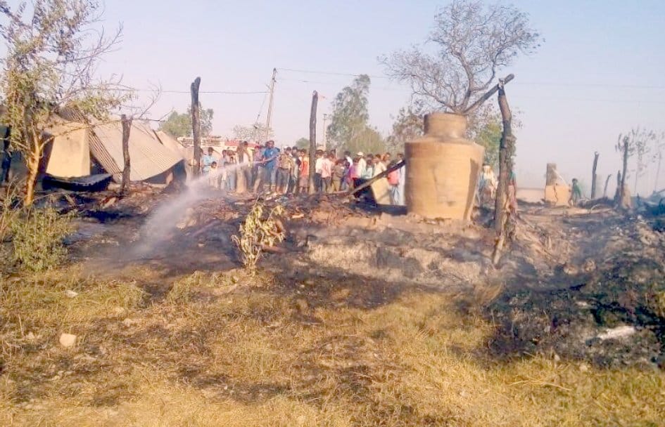 A fire in Gabaddu Tanda, 12 houses burnt