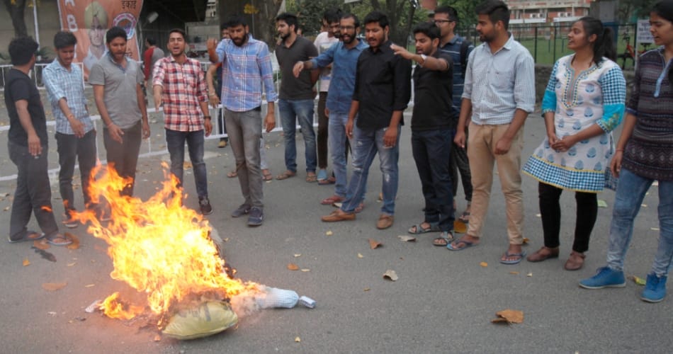 Punjab university fee hike, protest in pu