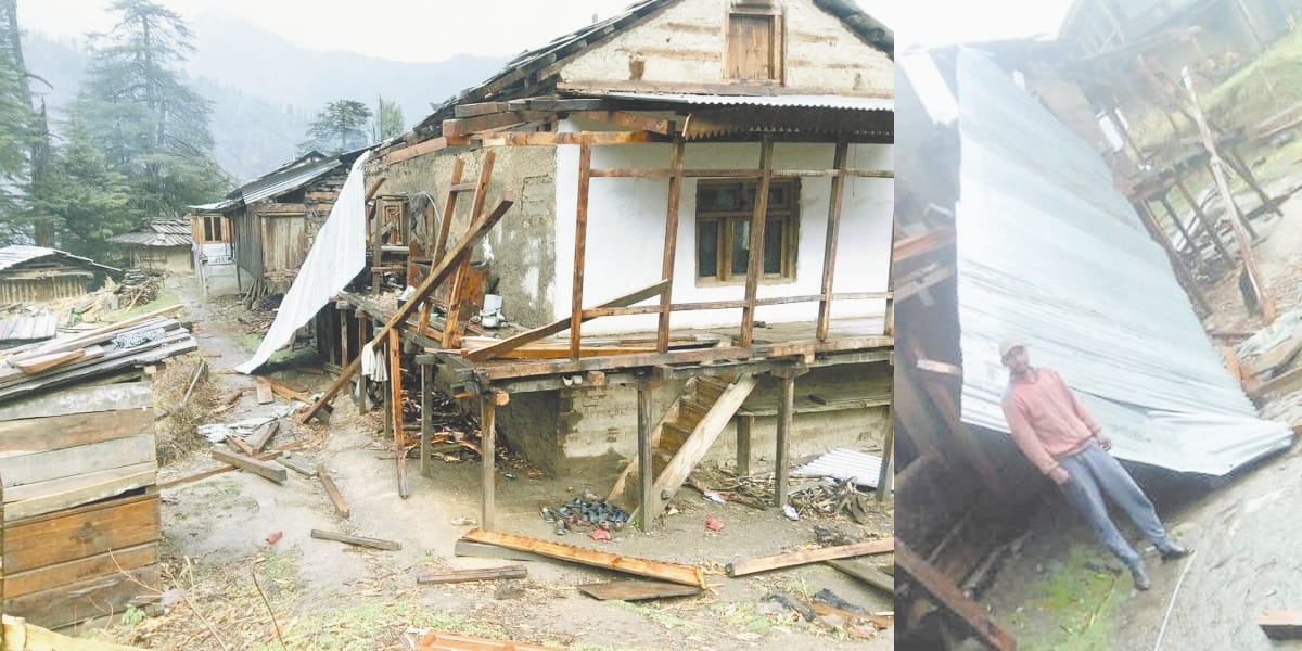 Trees fell over houses at Tillu and Kardhoh