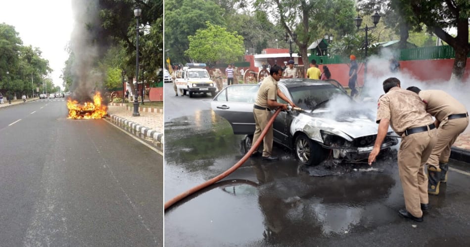 Car got fire near raj bhawan Punjab, chandigarh news