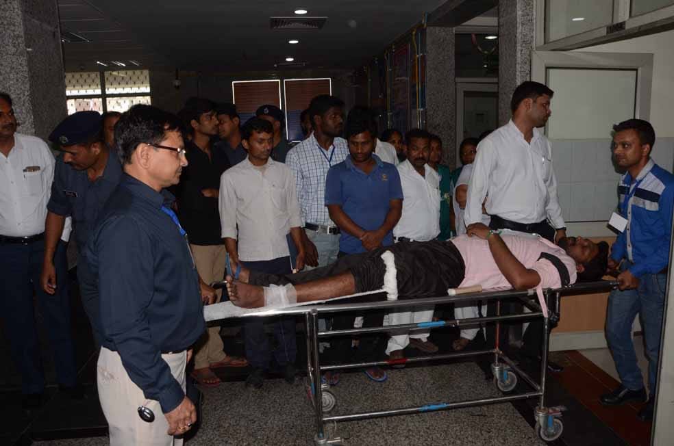 mock drill prctice in bhu troma centre