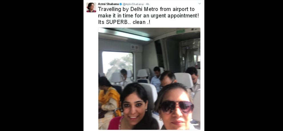 shabana azmi ditches private car and traveled through delhi metro