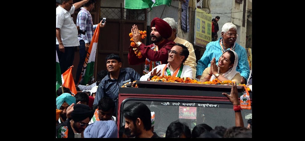 navjot singh sidhu campaign for congress in rajouri garden bye poll delhi