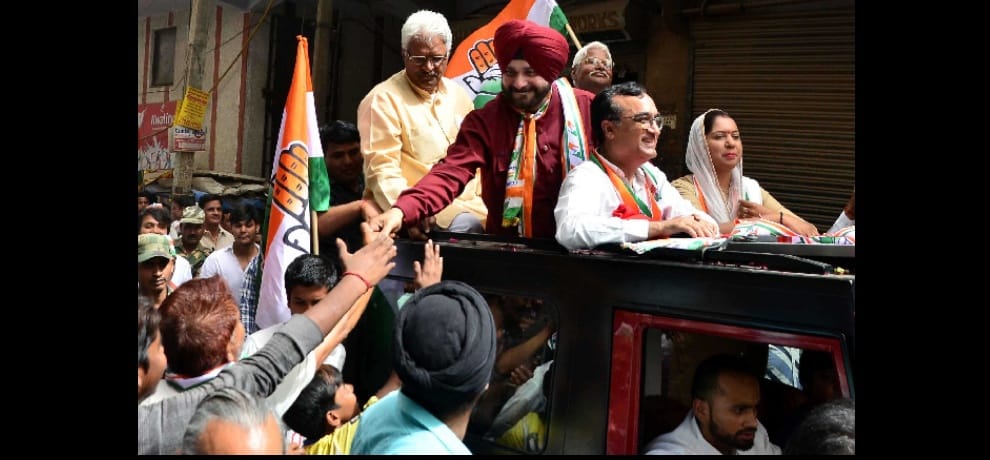 navjot singh sidhu campaign for congress in rajouri garden bye poll delhi