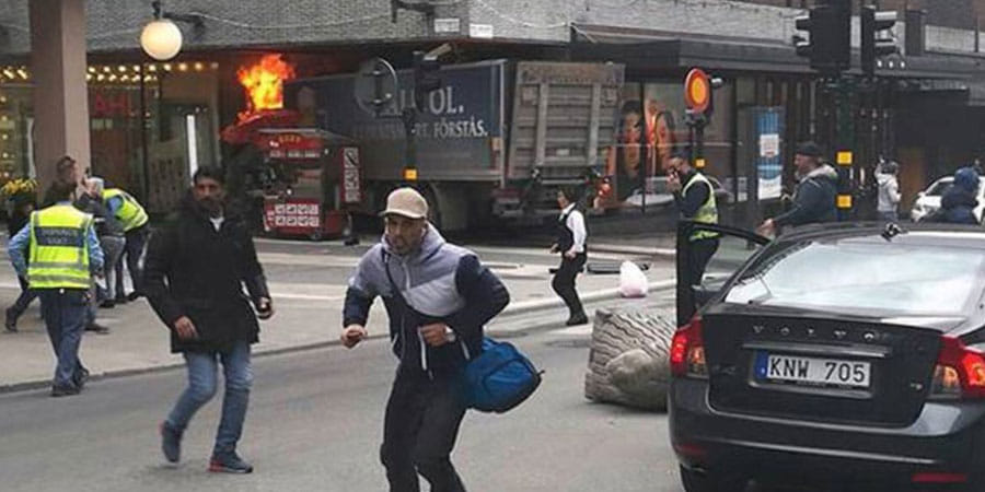 sweden attack Truck crashes into Stockholm store 3 reportedly dead 