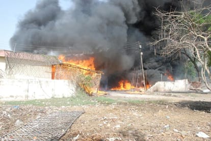 On the Delhi road, a fire broke out in the fruit market, millions of cows burned