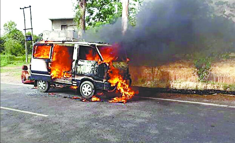 A fire in school van