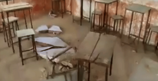 Rooftop fall in school class before the examination