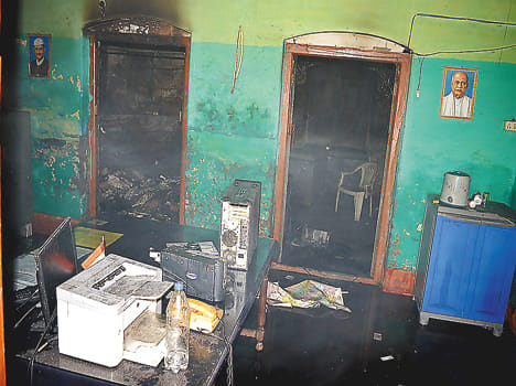 A fire on a short circuit in the Home Guards Commandant's office