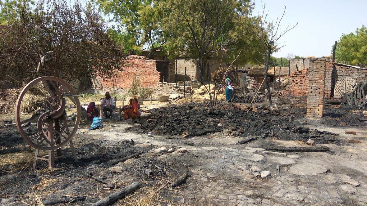 villagers home caught fire suddenly in midnight