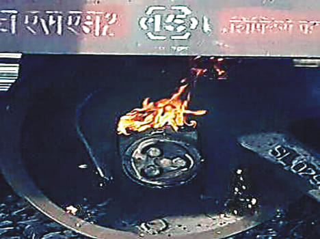Fire in a wheelchair wheel