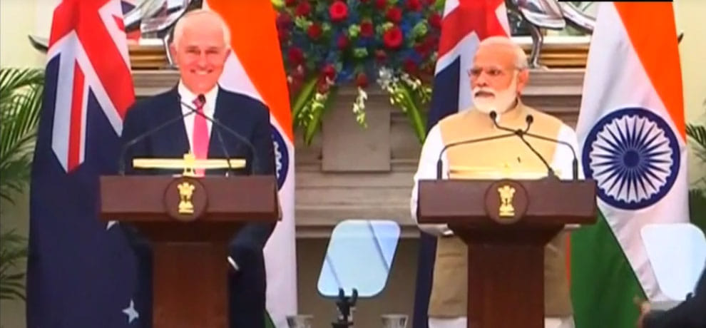  aurstralian pm Malcolm Turnbull said narendra modi is leading this most remarkable nation