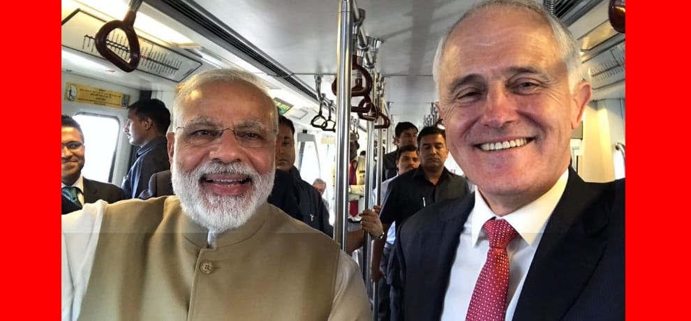 pm modi and his australian counterpart malcom turnbull visits metro and akshardham temple