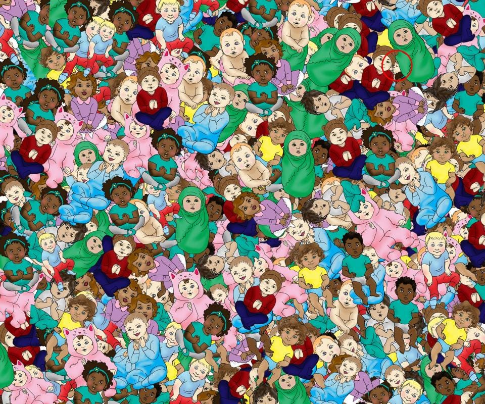 Can YOU spot the one sleeping baby in these playful tots