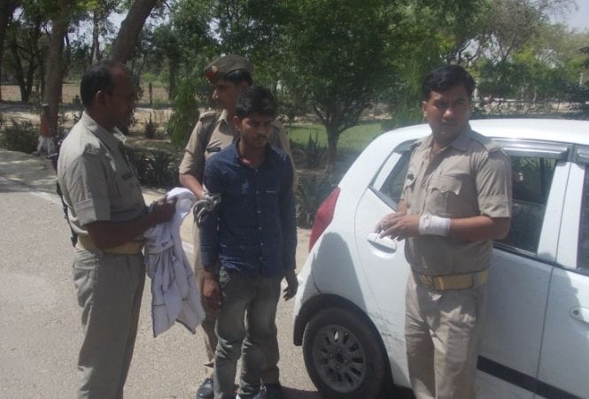 Arrested robber by police
