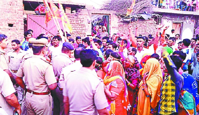 Confrontation to stop the celebration