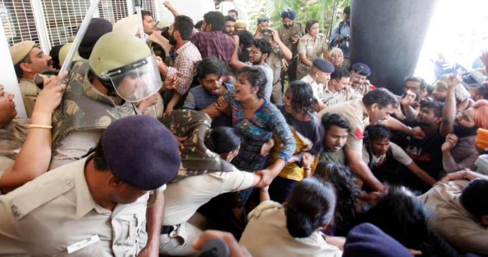 panjab university fee hike protest police invoke sedition charge
