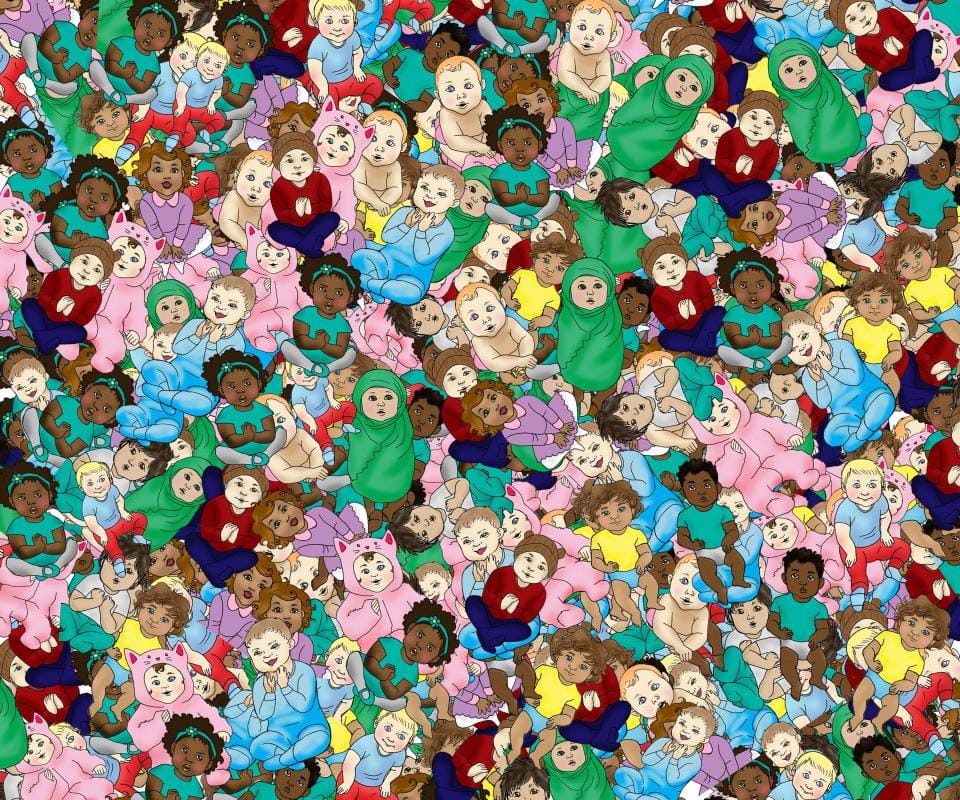 Can YOU spot the one sleeping baby in these playful tots